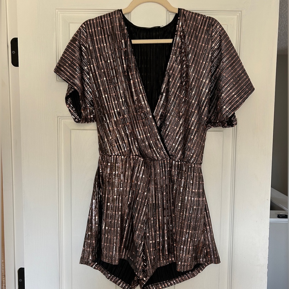 Dress Forum Metallic Striped Romper – Size S